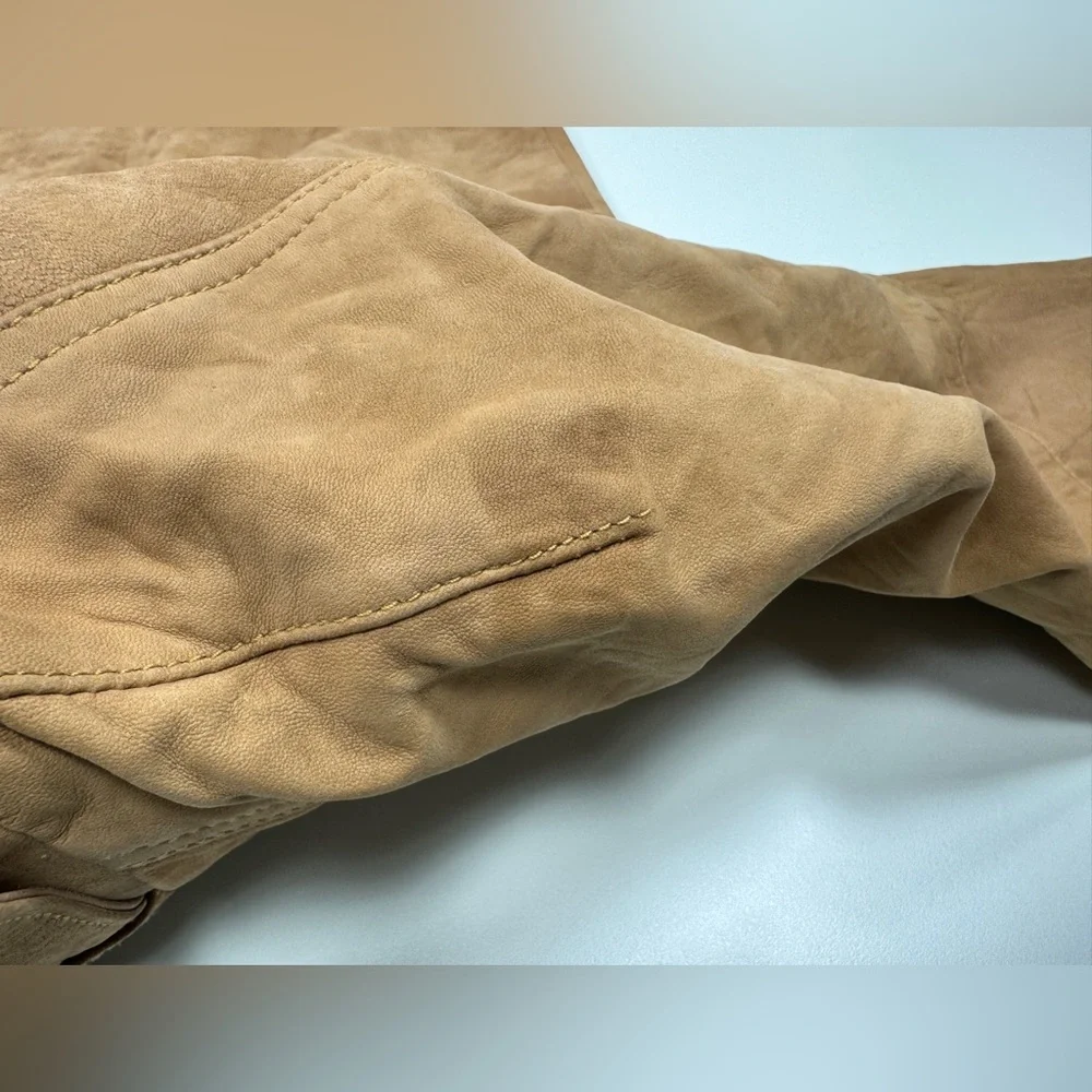 Surface to Air Seasaw Biker Jacket Tan Nubuck Leather Motorcycle Neck Straps M - Picture 15 of 16